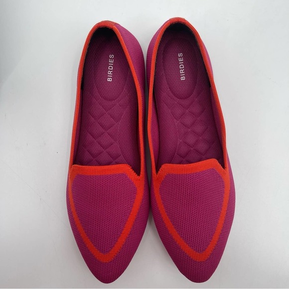 BIRDIES Shoes Blackbird Pointed Flats Slip On Pink & Orange Washable NWT Size 7 - Picture 4 of 11